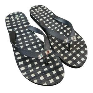 Coach Gingham Bow Black White Flip Flops Size 7